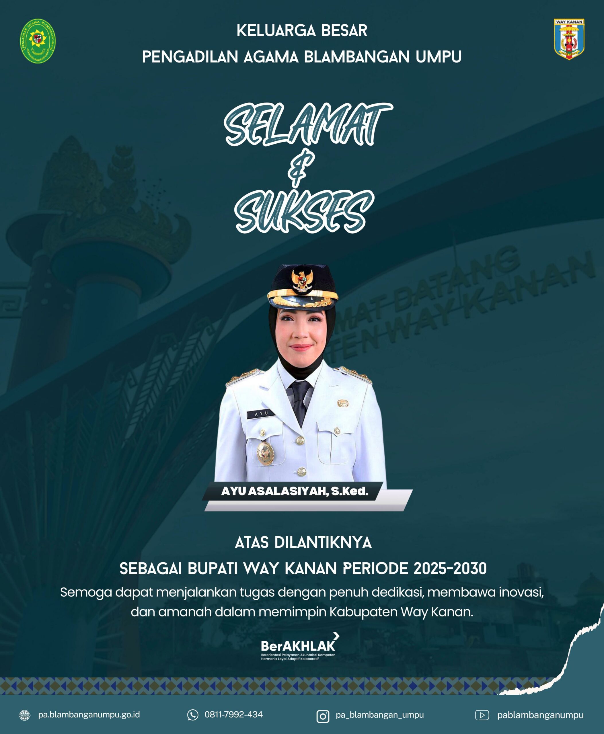 Selamat atas Pelantikan Bupati Way Kanan Periode 2025-2030
