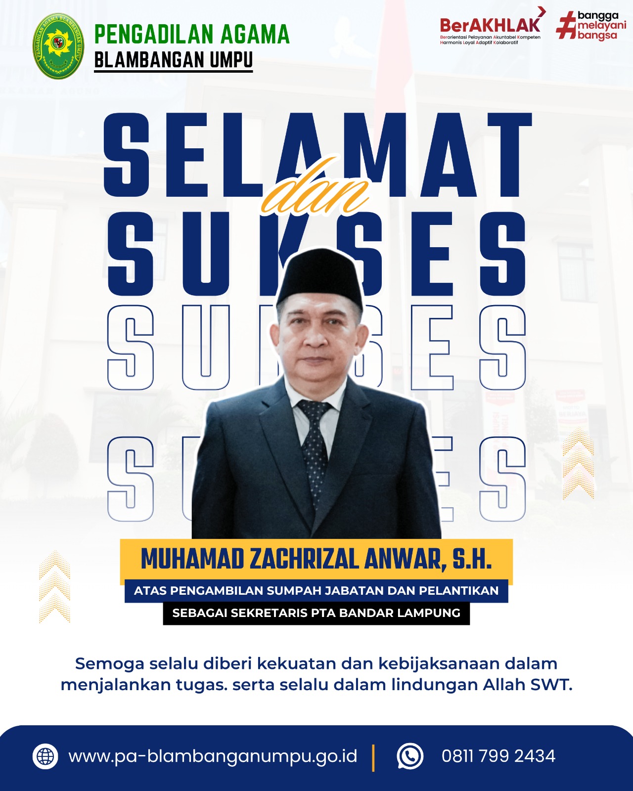 Selamat atas Pelantikan Sekretaris PTA Bandar Lampung