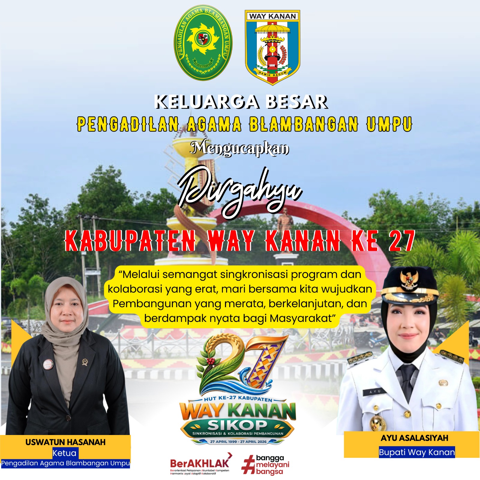 Selamat Hari Jadi Kabupaten Way Kanan ke-27 Tahun 2026