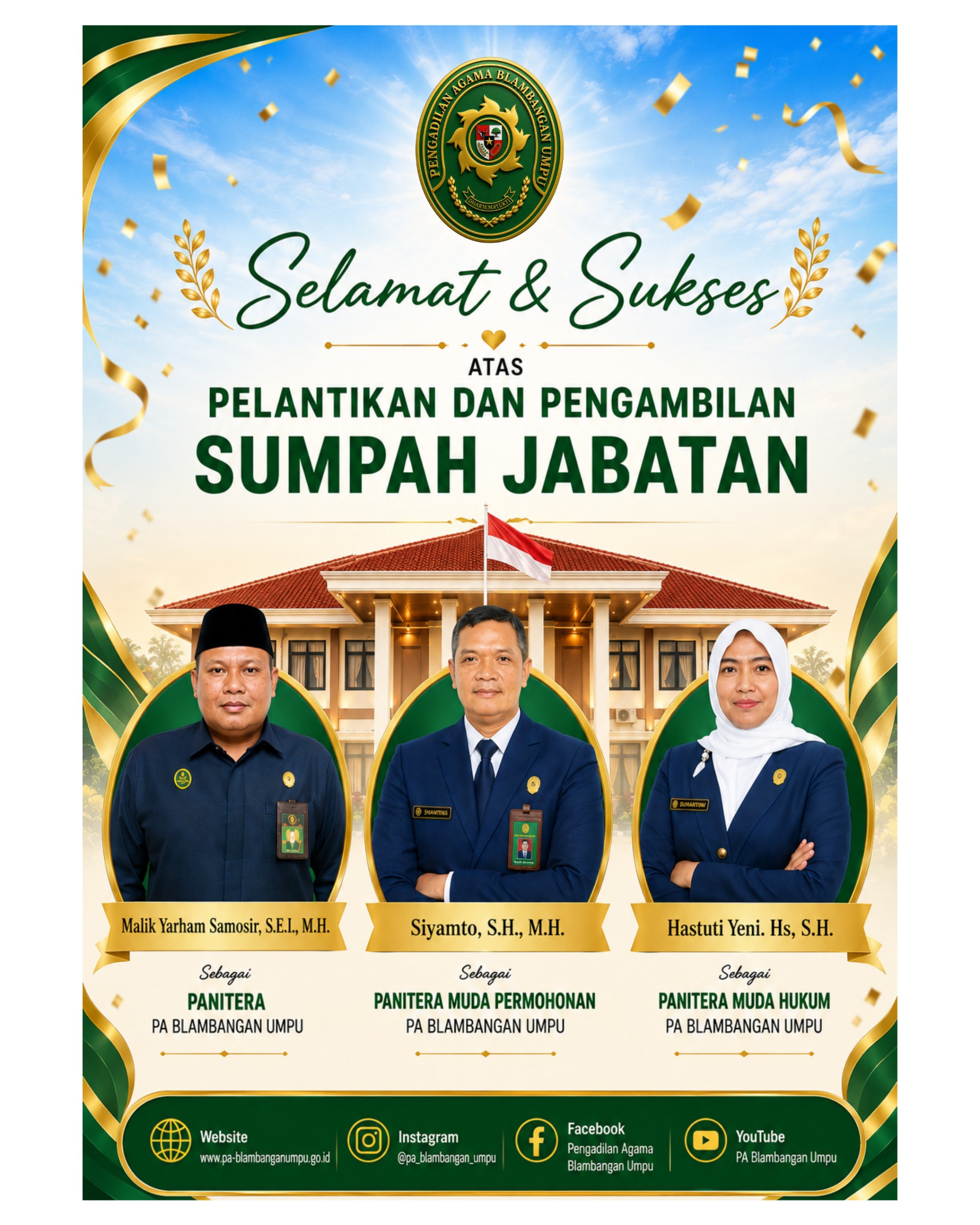 Selamat atas Pelantikan Panitera dan Panitera Muda PA Blambangan Umpu